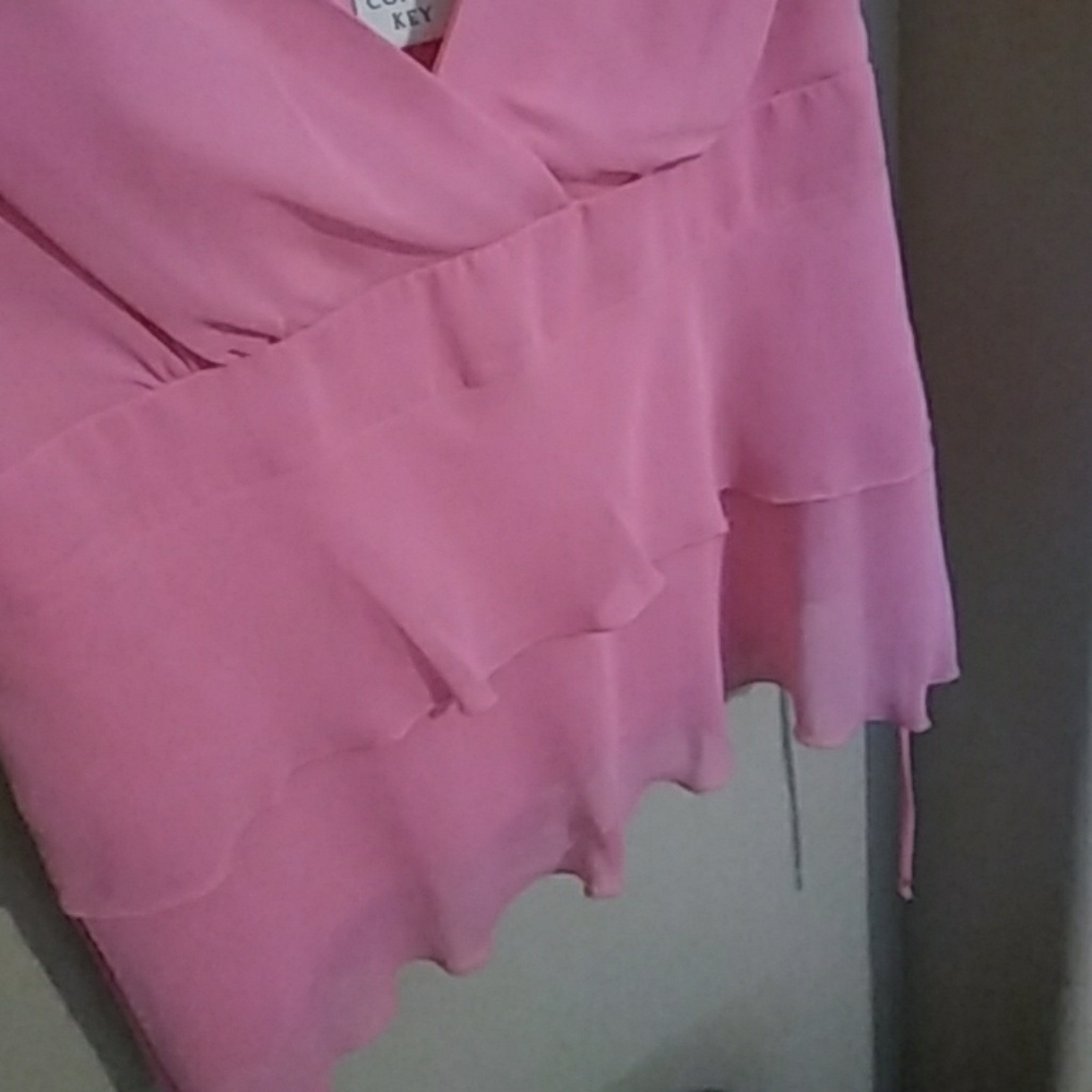 Pink Chiffon Top with Ruffle - Picture 3 of 3